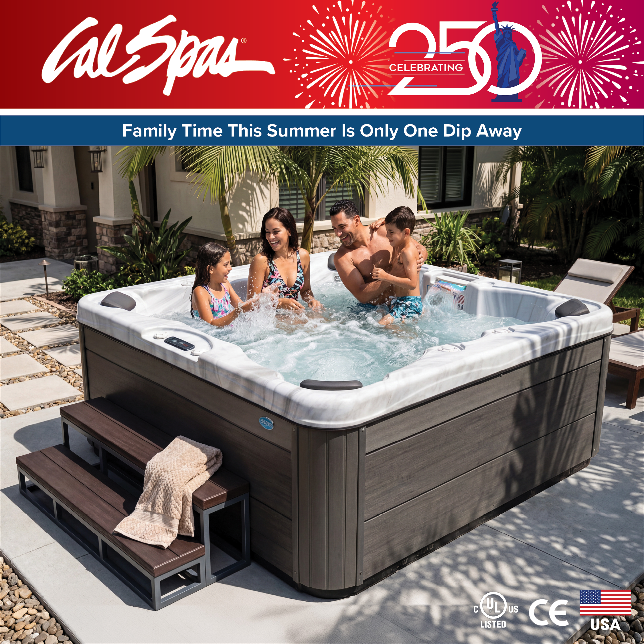 Calspas hot tub being used in a family setting - Edmond